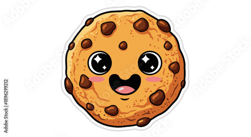 Smiling chocolate chip cookie cartoon