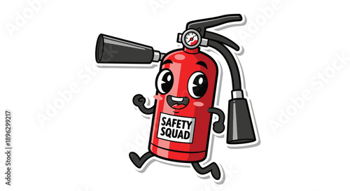 cartoon fire extinguisher character safety