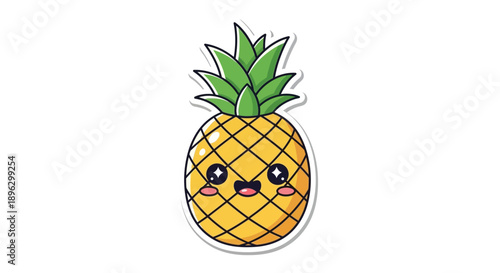 cute cartoon pineapple with smiling face