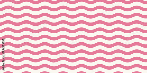 A repeating pattern of pink and white wavy horizontal stripes
