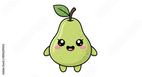 Cute cartoon pear character with smiling face