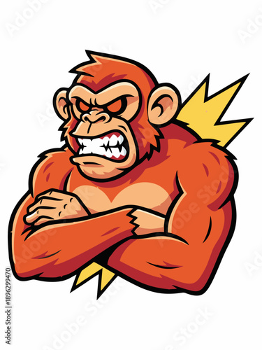 Angry Gorilla Mascot Illustration with Aggressive Expression