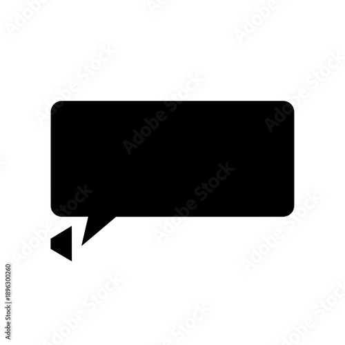 Rectangular Speech Bubble Black Silhouette Icon for Chat and Messaging Applications Vector