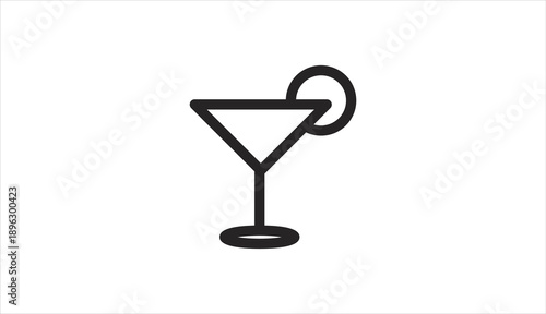 Simple line art illustration of a martini glass with a lemon slice.