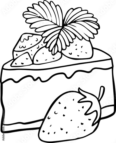 strawberry cake vector illustration