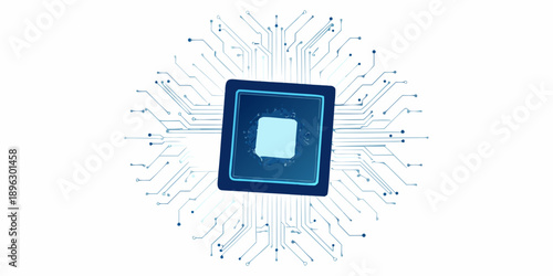 Digital fingerprint with integrated circuit and glowing network connections