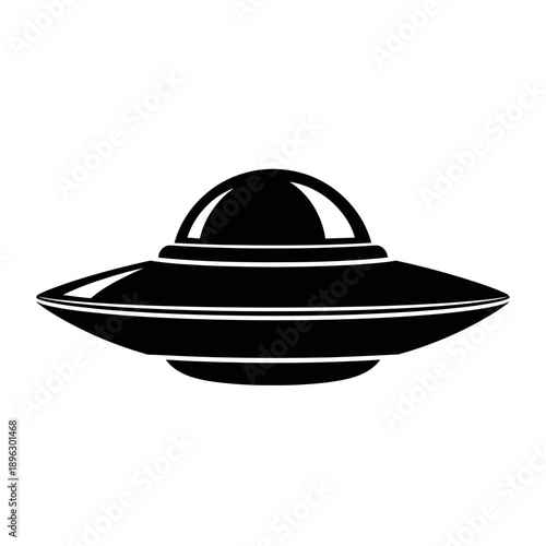 Flying Saucer UFO Silhouette Alien Spacecraft Vector Icon Isolated on White Background