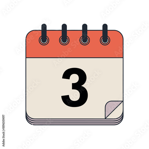 Spiral bound calendar shows number 3 on page with torn edge