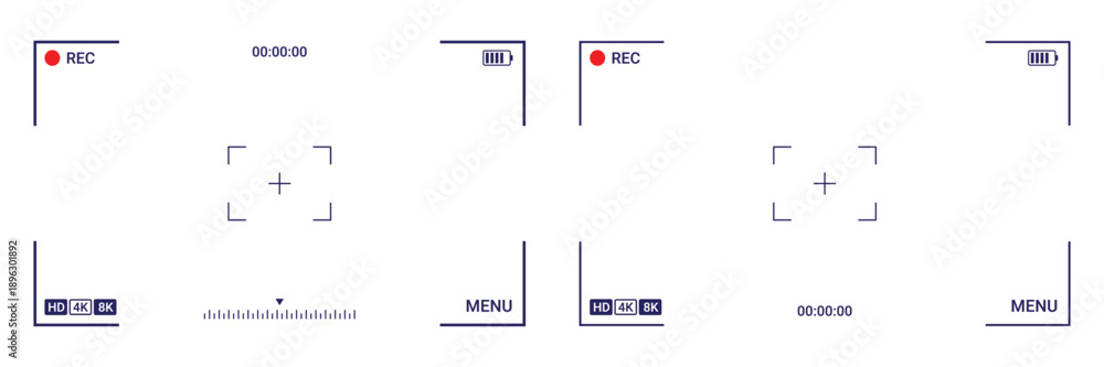 Фотография Camera viewfinder interface with recording indicators isolated on transparent ba