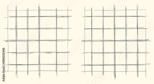 Hand drawn grid pattern in a simple black and white pencil sketch style. A seamless vector illustration texture for creating minimalist backgrounds, notebook paper, and technical design layouts.