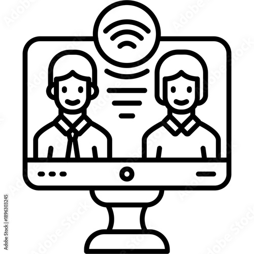 Remote Meeting Outline Icon