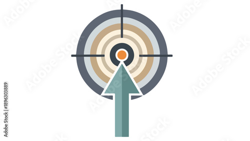 Target Bullseye with Arrow Icon: Business Goal Achievement, Strategy, and Success Vector Illustration