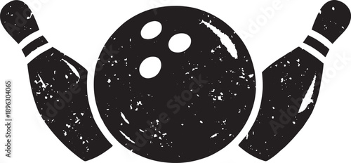 Bowling Ball With Pins Silhouette Icon