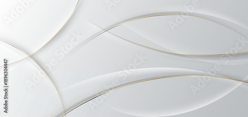 Minimal Abstract White Background with Soft Gold Curved Lines