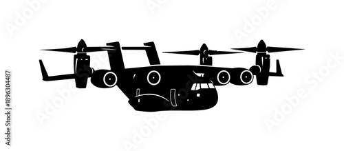 Modern Hexacopter Drone Vector Silhouette Illustration