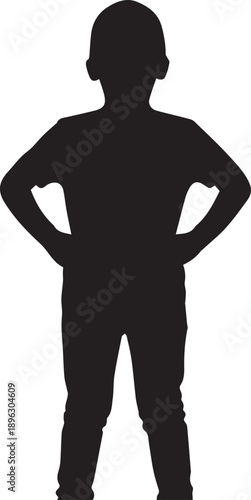Boy with hands on hips, confident pose, a strong stance vector illustration