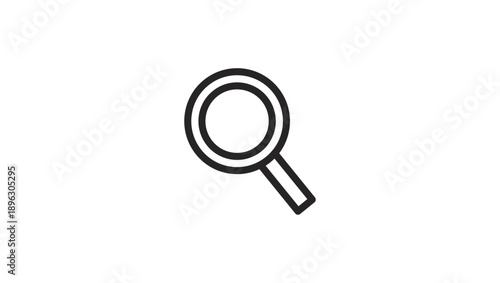 Simple black magnifying glass icon on white background.