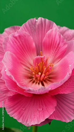 Beautiful pink peony flower blooming time lapse animation on green screen