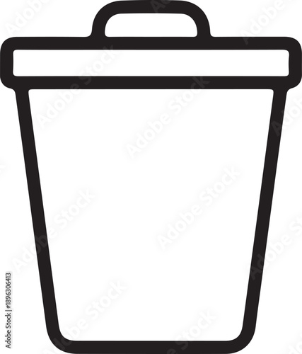 Trash bin icon for delete action, Simple black trash can icon representing delete, remove, discard, or recycle actions in digital interfaces and software applications.

