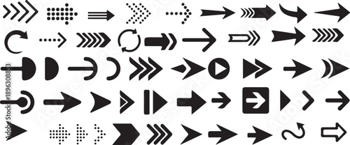 set of black and white arrows.  Simple Graphic Arrow and Pointer Elements.	