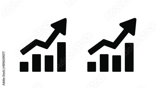 Growth charts displaying positive trends a minimalist silhouette