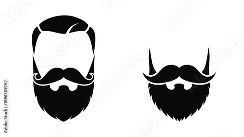 Two distinct facial hair styles presented as a black silhouette