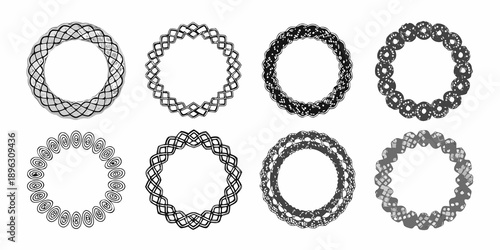 Eight circular frames with varying degrees of fill and texture