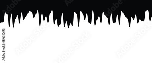 Abstract black jagged edge with white background resembling icicles or dripping paint Vector