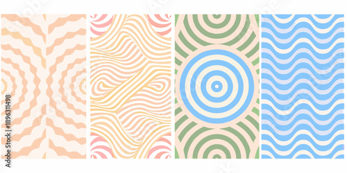 Four colorful abstract patterns arranged in a vertical composition