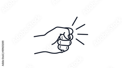 Hand gesture showing a fist in a knocking motion with lines indicating the sound of a knock for home visit and entry concepts.