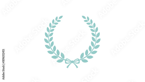 Simple light blue laurel wreath with a small bow at the base, representing achievement, success, or an award in a clean style.