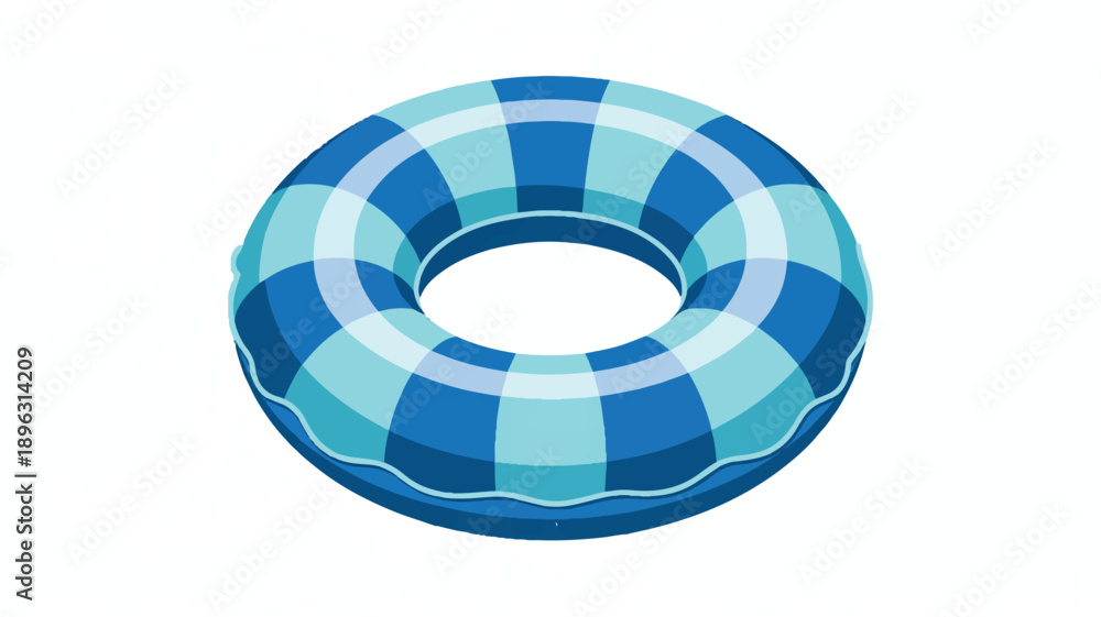 Obraz premium A 3D rendered illustration of a blue and light blue striped inflatable swimming ring against a white background (2)_traced