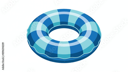 A 3D rendered illustration of a blue and light blue striped inflatable swimming ring against a white background (2)_traced