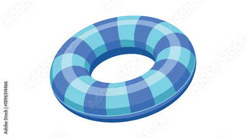 A 3D rendered illustration of a blue and light blue striped inflatable swimming ring against a white background (3)_traced