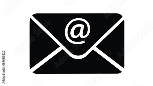 an email icon design featuring an symbol within a letter envelope silhouette