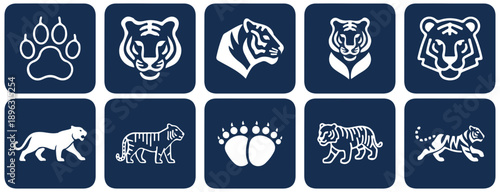 Tiger Icon Collection Set Vector