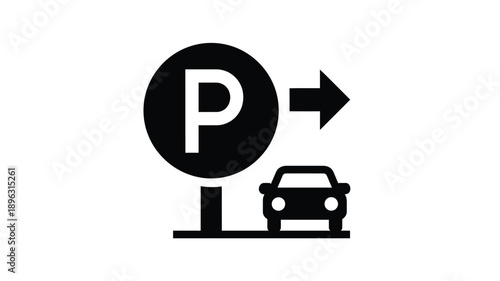 parking sign with arrow and car illustration a simple silhouette