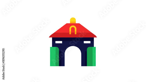 Colorful Traditional Chinese Gate Entrance with Archway