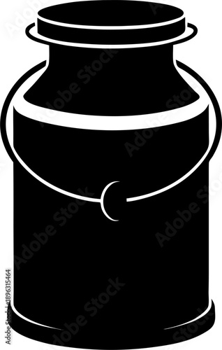 Fresh milk can black  silhouette vector flat illustration design. .  , white background 