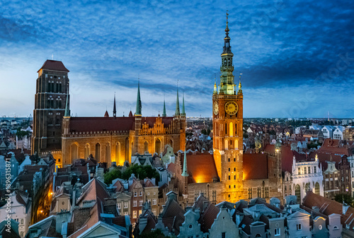 Wallpaper Mural Architecture of old town in Gdansk with Main City Hall, Poland Torontodigital.ca