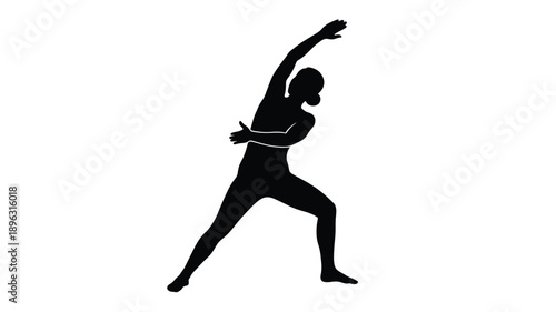 a black silhouette of a woman in a dynamic yoga or dance pose