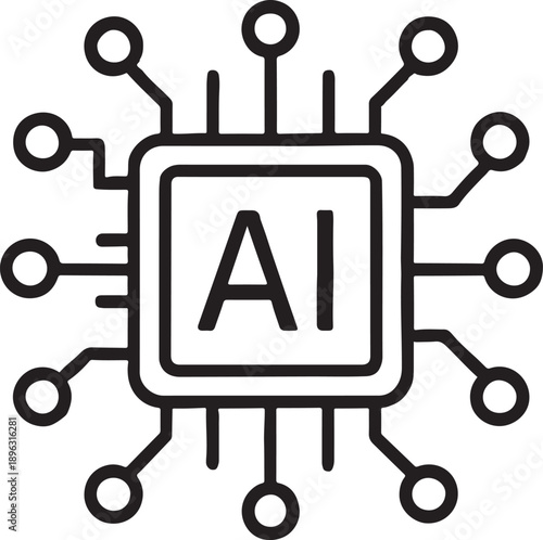 Robotics computer circuit board with AI chip symbol design