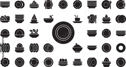 Black icons of assorted cakes isolated on transparent background