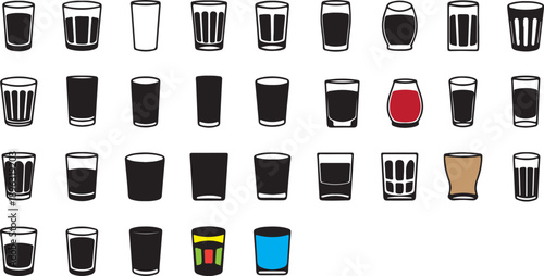 Collection of 32 beer bottles isolated on transparent background