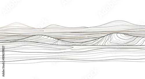 Desert landscape with winding paths and layered sand dunes