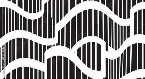 Black and white abstract pattern with wavy lines design