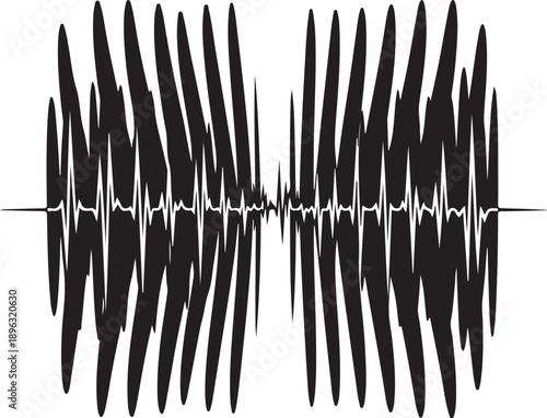 Sound wave pattern with black and white colors design
