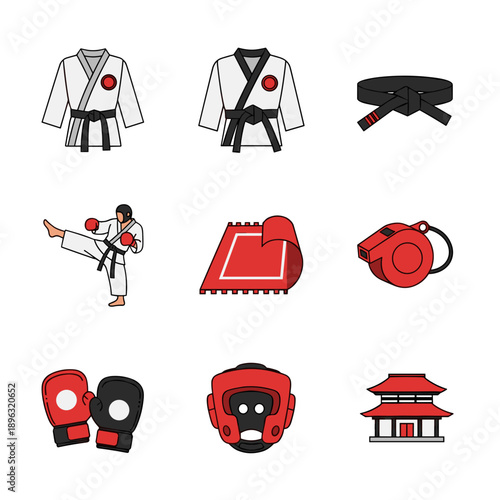 Martial arts equipment and training gear for karate practice