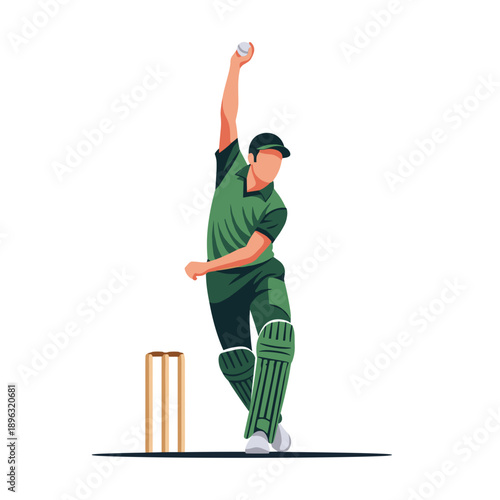 Cricket player in action throwing ball with dynamic movement