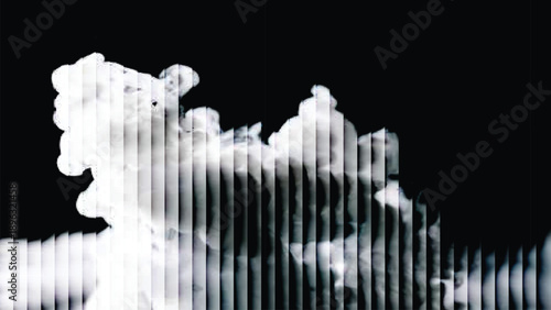 Black and white abstract city skyline with business and finance symbols